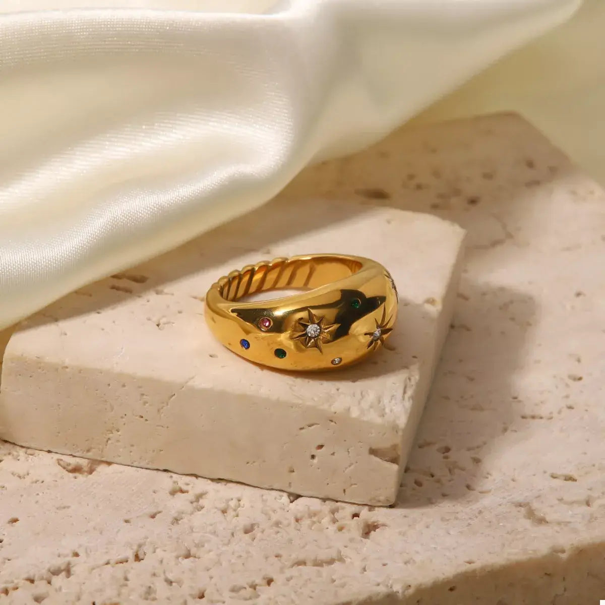 18K Gold-Plated Zircon Ring - Trendsi - Flyclothing LLC