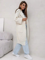 Pocketed Collared Neck Dropped Shoulder Cardigan - Trendsi - Flyclothing LLC