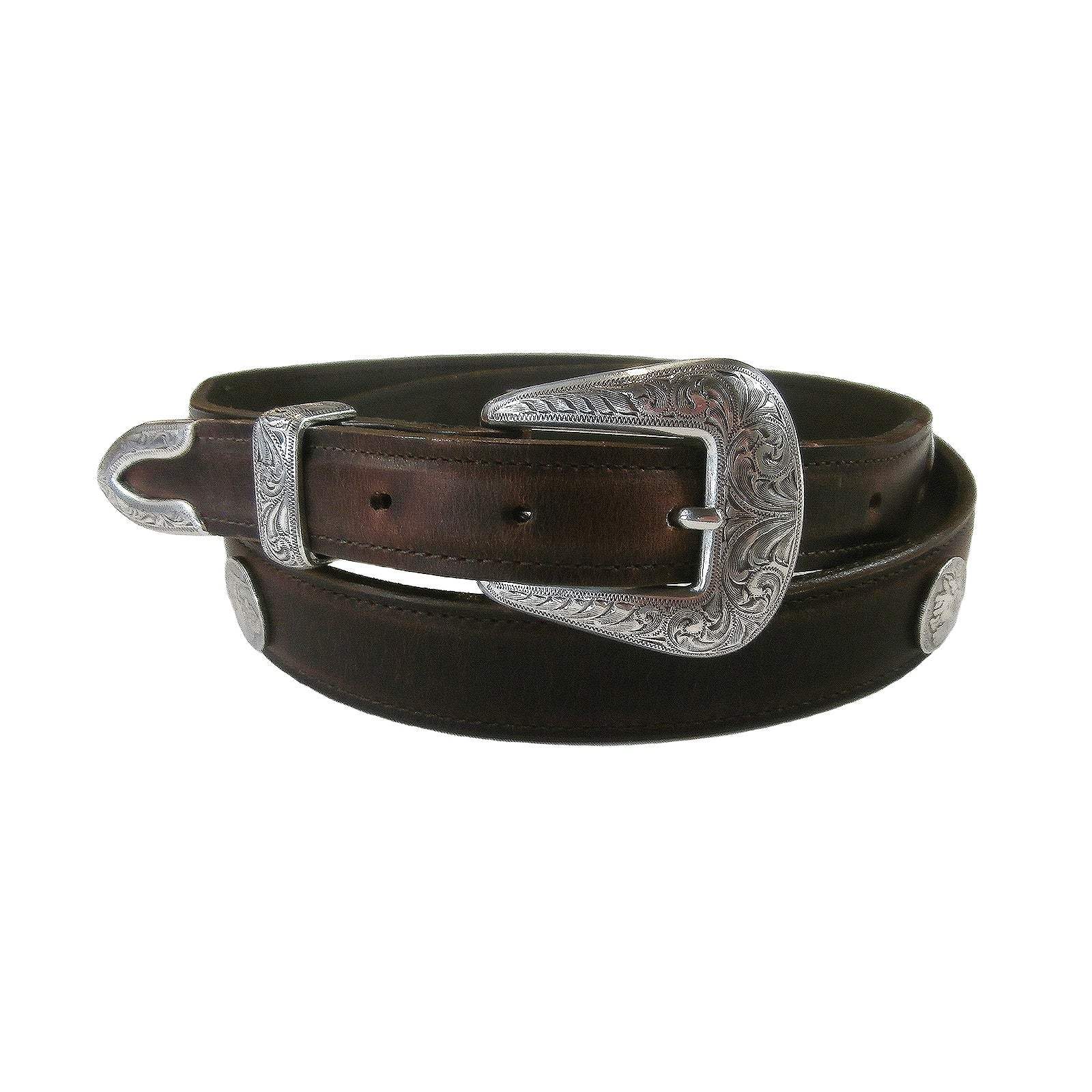Tapered Genuine Leather Western Belt with Buffalo Nickels (Black or Brown) - Rockmount Clothing - Flyclothing LLC