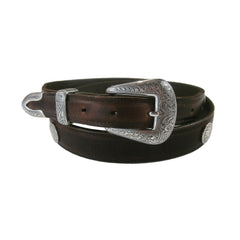 Tapered Genuine Leather Western Belt with Buffalo Nickels (Black or Brown)