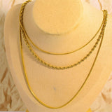 18K Gold-Plated Titanium Steel Three-Layered Necklace - Trendsi