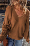 V-Neck Dropped Shoulder Long Sleeve Sweater - Trendsi - Flyclothing LLC