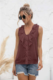 Swiss Dot Ruffled Wide Strap Tank - Trendsi - Flyclothing LLC