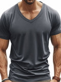 Men's Full Size V-Neck Short Sleeve T-Shirt Plus Size - Trendsi