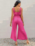 V-Neck Wide Strap Slit Jumpsuit - Trendsi - Flyclothing LLC
