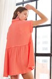 ADORA Raw Hem Collared Neck Button Down Shirt - Trendsi - Flyclothing LLC
