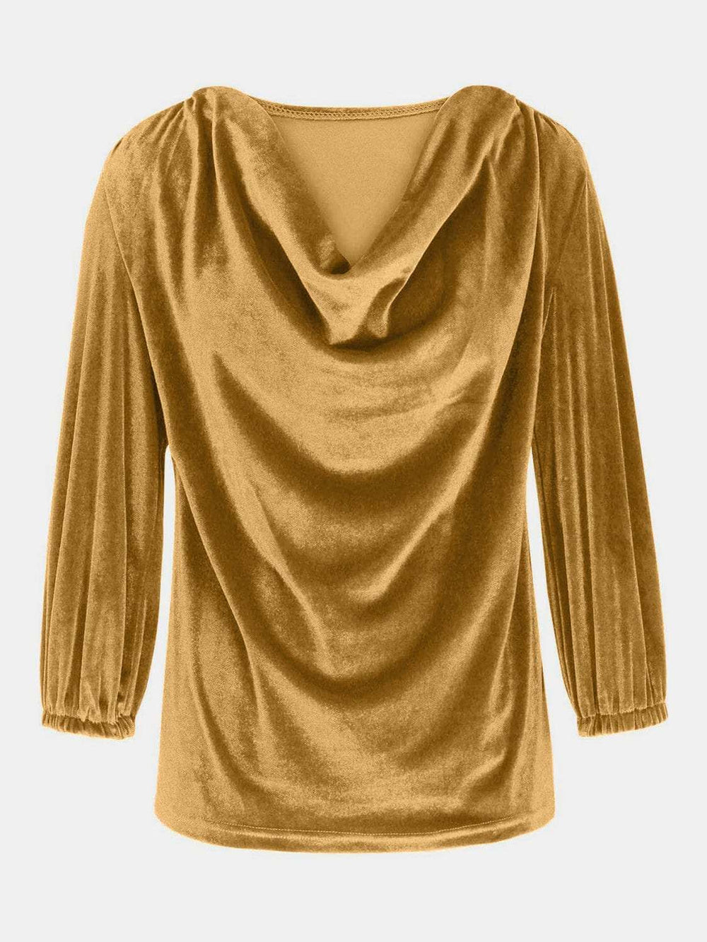 Cowl Neck Three-Quarter Sleeve Top - Trendsi - Flyclothing LLC