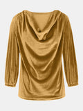 Cowl Neck Three-Quarter Sleeve Top - Trendsi - Flyclothing LLC