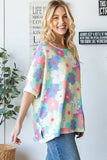 HOPELY Floral Waffle Oversized T-Shirt - Trendsi - Flyclothing LLC