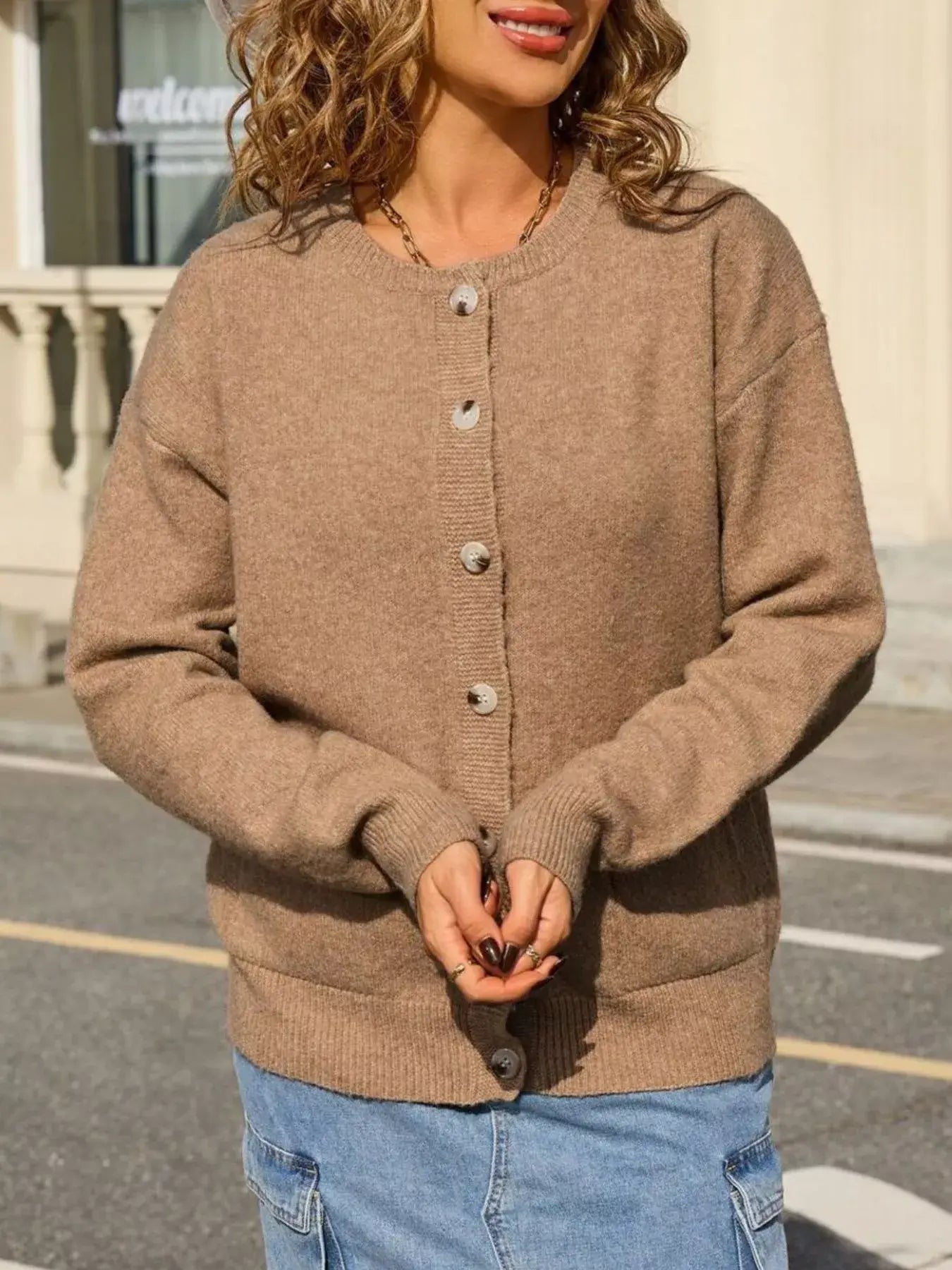 Casual Button-Down Knit Cardigan - Trendsi - Flyclothing LLC