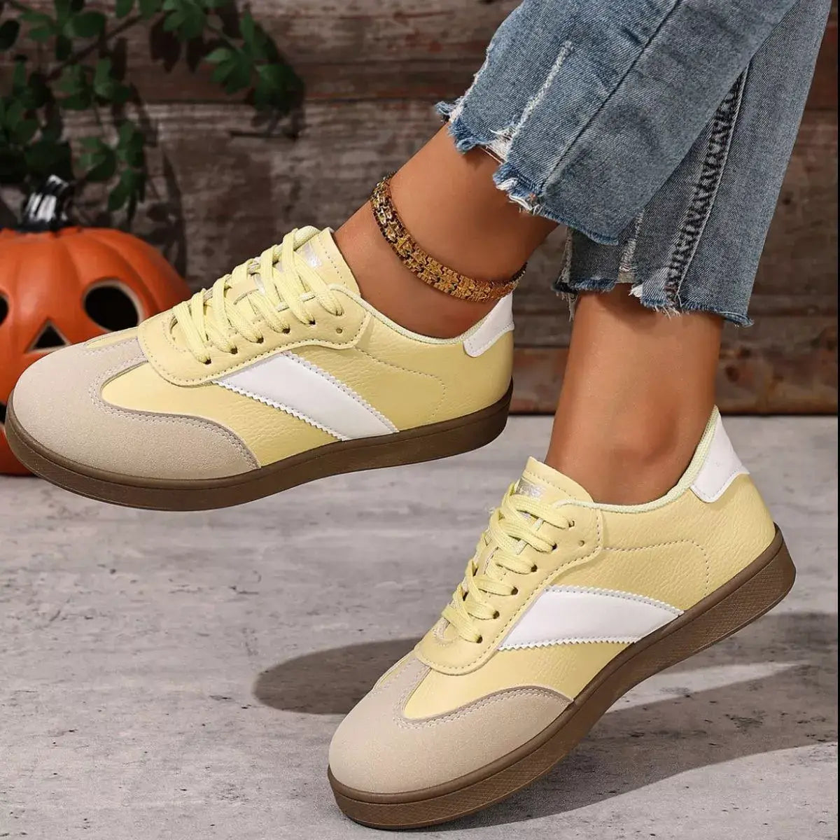 Round Toe Lace Up Sneakers - Trendsi - Flyclothing LLC