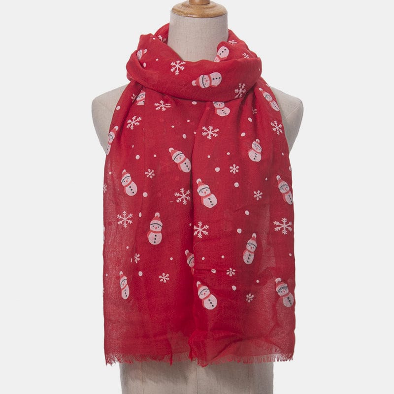 Fringe Snowman Polyester Scarf - Trendsi