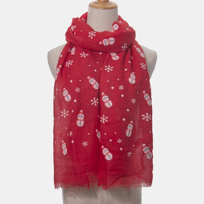 Fringe Snowman Polyester Scarf - Trendsi - Flyclothing LLC