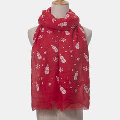 Fringe Snowman Polyester Scarf - Trendsi