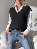 V-Neck Sweater Vest - Trendsi - Flyclothing LLC