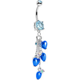 Aqua Gem Blue Orb Hearts Dangle Belly Ring - BodyCandy - Flyclothing LLC
