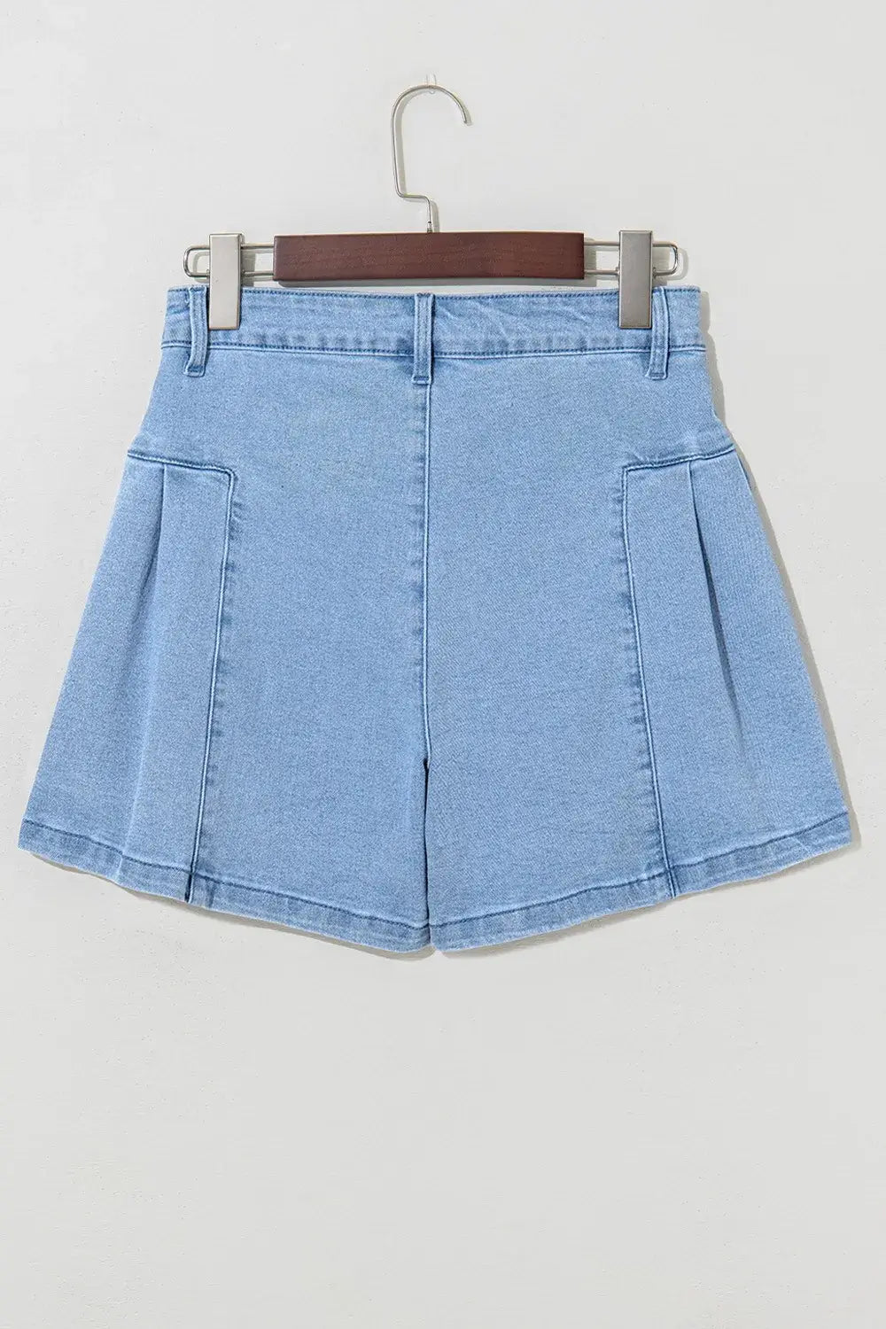 Pleated Patchwork Panel Lightweight Denim Shorts - Trendsi - Flyclothing LLC