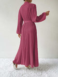 Tie Waist Long Sleeve Dress - Trendsi - Flyclothing LLC