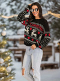 Perfee Christmas Element Round Neck Sweater - Trendsi - Flyclothing LLC
