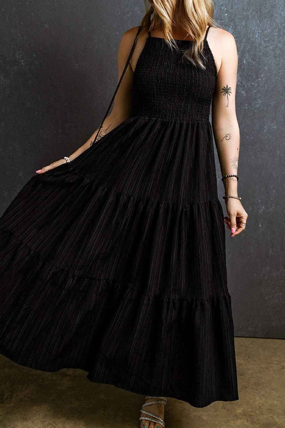 Smocked Tiered Spaghetti Strap Dress - Trendsi - Flyclothing LLC