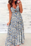 Paisley Print Twist Detail Smocked Back Spaghetti Straps Dress - Trendsi
