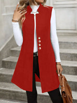 Button-Down Longline Vest Coat - Trendsi - Flyclothing LLC