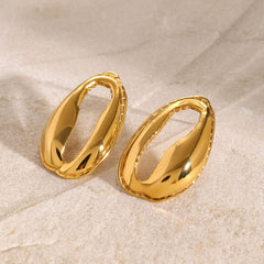 18K Gold-Plated Tooth Shell Earrings - Trendsi
