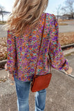 Floral Round Neck Long Sleeve Blouse - Trendsi