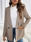 Perfee Plaid Lapel Collar Long Sleeve Blazer - Trendsi
