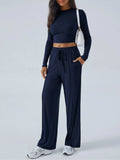 Devine Round Neck Long Sleeve Top and Pants Set - Trendsi - Flyclothing LLC