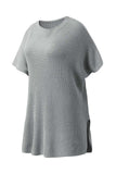 Slit Round Neck Short Sleeve Knit Top - Trendsi - Flyclothing LLC