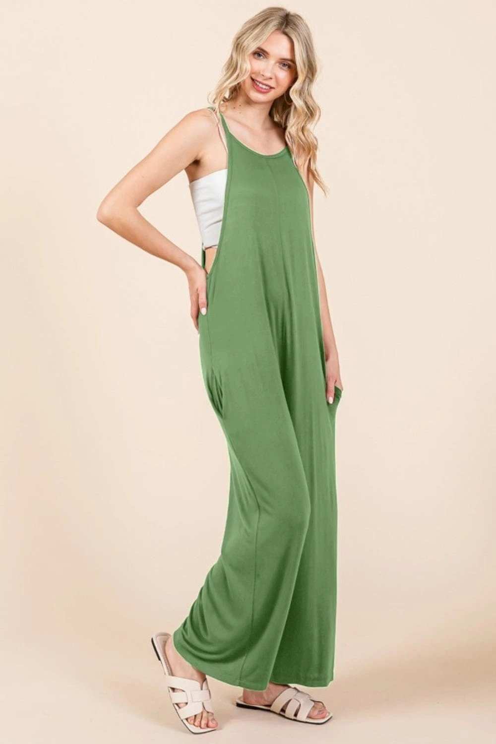 Culture Code Full Size Sleeveless Wide Leg Jumpsuit with Pockets - Trendsi - Flyclothing LLC