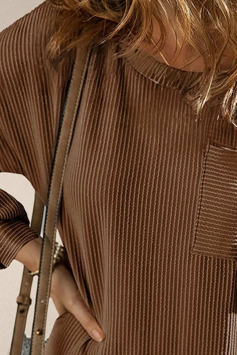 Striped Round Neck Long Sleeve Mini Dress - Trendsi - Flyclothing LLC