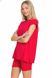 Zenana Brushed Dty Microfiber Top & Biker Shorts - Trendsi - Flyclothing LLC