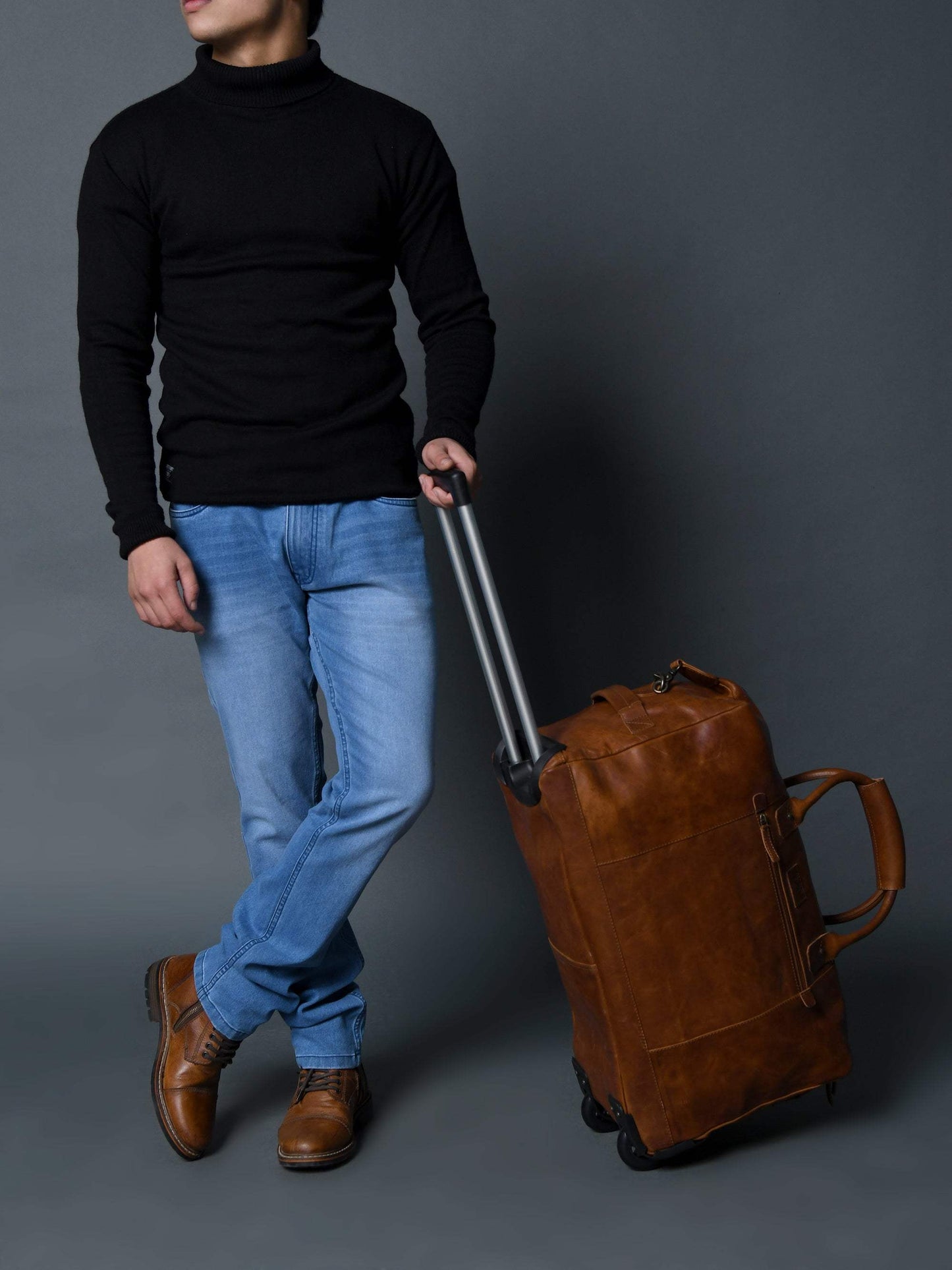 Harbor Leather Trolly Carry-On - Classy Leather Bags - Flyclothing LLC