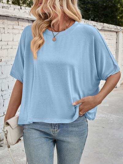 Lovelet Round Neck Half Sleeve T-Shirt - Trendsi - Flyclothing LLC