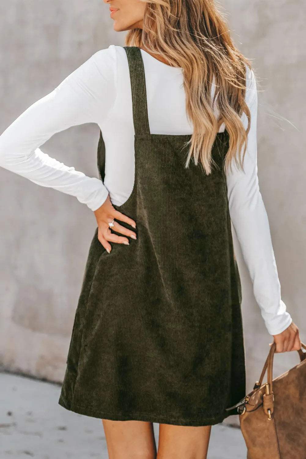 Pocketed Square Neck Wide Strap Overall Dress - Trendsi - Flyclothing LLC