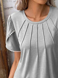 Full Size Round Neck Petal Sleeve Blouse Plus Size - Trendsi - Flyclothing LLC