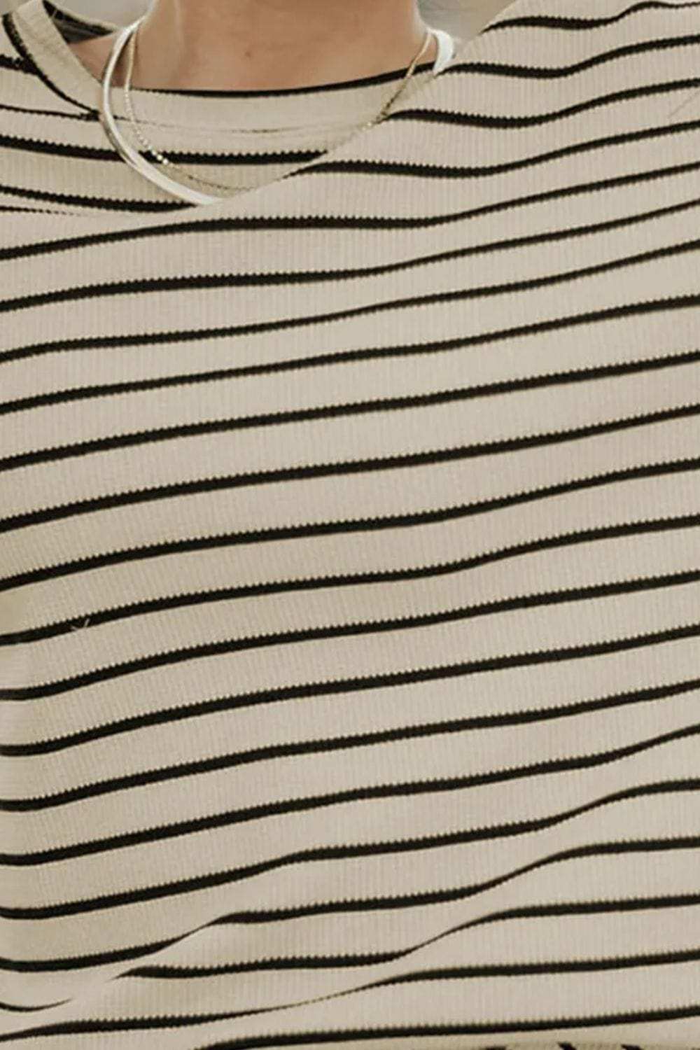 Striped Round Neck Dropped Shoulder Top - Trendsi - Flyclothing LLC