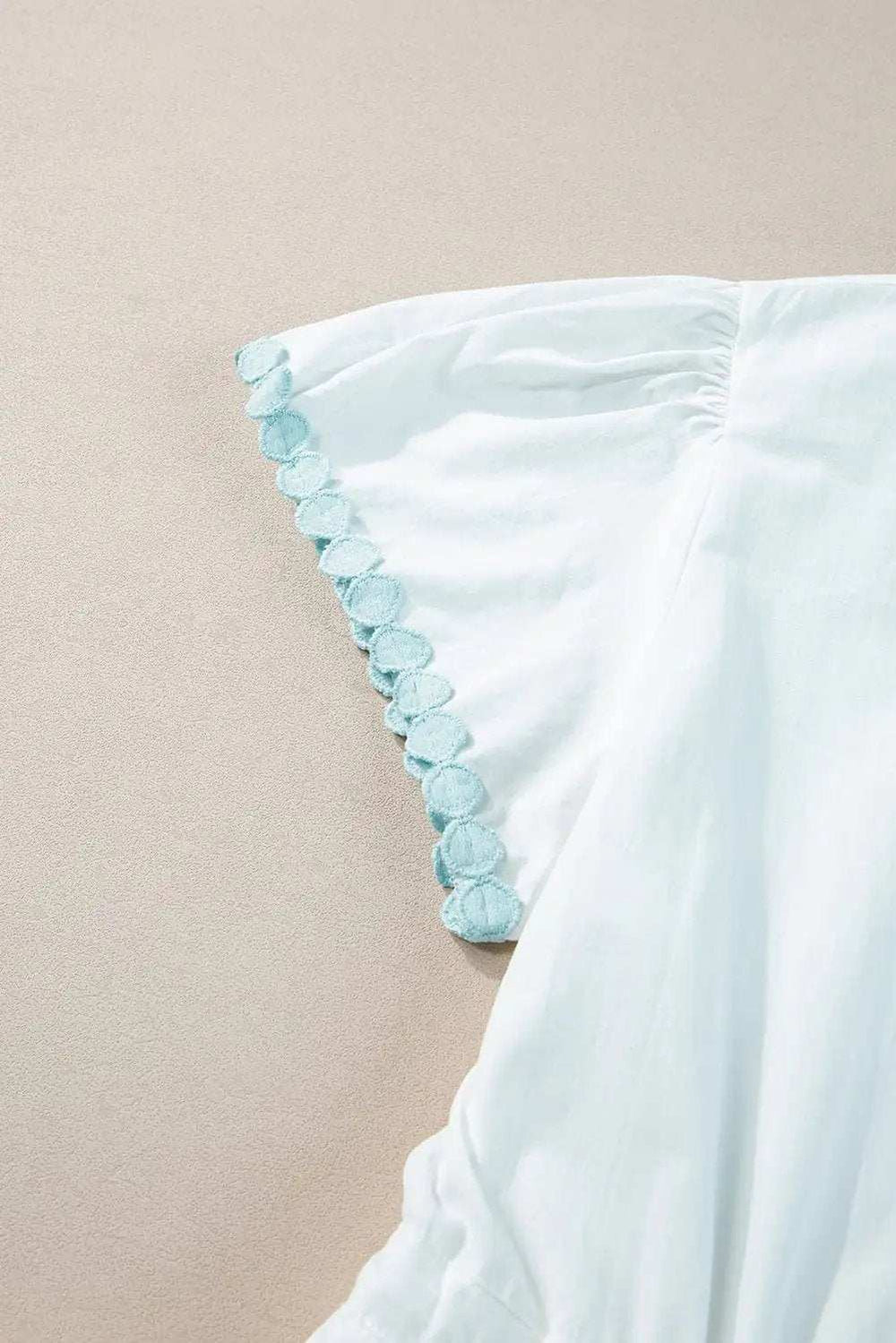 Contrast Trim Button Up Short Sleeve Dress - Trendsi - Flyclothing LLC