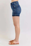 Judy Blue Full Size High Waist Tummy Control Destroy Release Hem Denim Shorts Plus Size - Trendsi - Flyclothing LLC