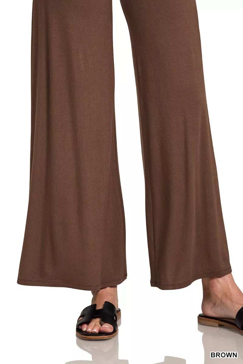Zenana Fold Over Waist Comfy Wide Leg Pants - Trendsi - Flyclothing LLC