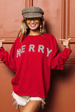 BiBi Merry Glitter Christmas Drop Shoulder Top - Trendsi - Flyclothing LLC