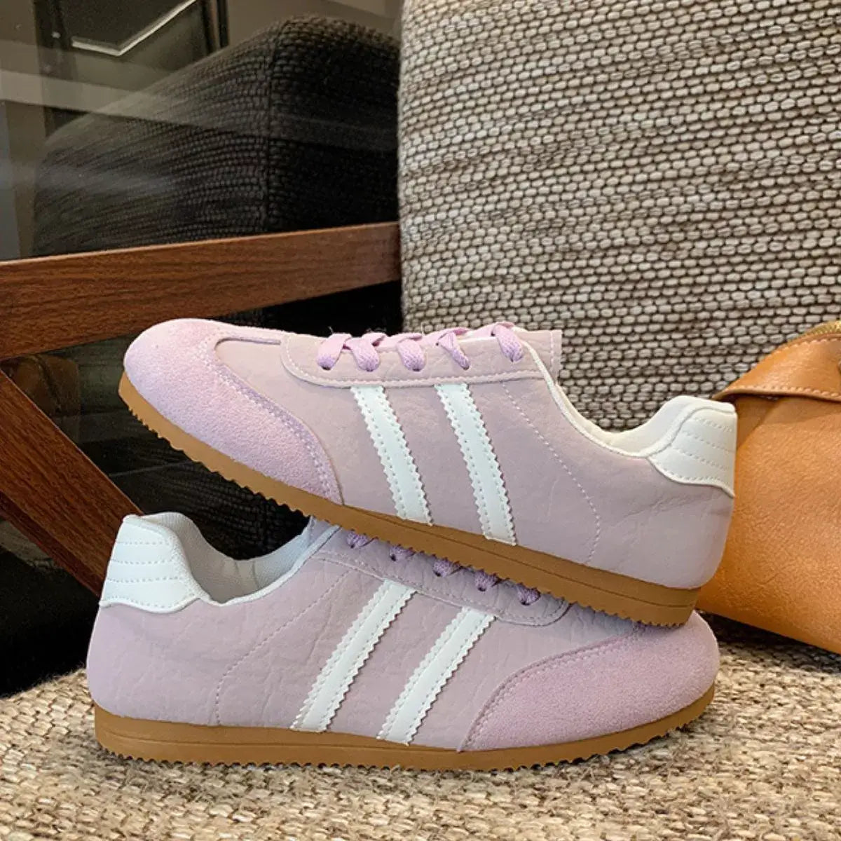 Striped Lace Up Casual Sneakers - Trendsi - Flyclothing LLC