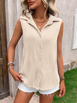 Button Up Collared Neck Tank - Trendsi - Flyclothing LLC