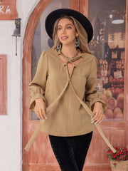 Ruched Flounce Sleeve Blouse - Trendsi