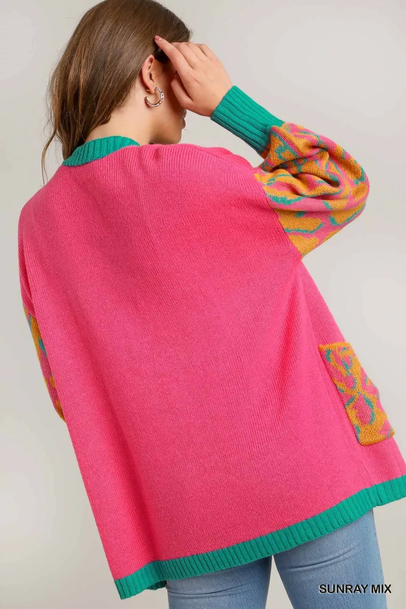 Umgee Animal Print Open Front Sweater Cardigan - Trendsi - Flyclothing LLC