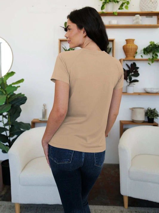 Round Neck Short Sleeve T-Shirt - Trendsi - Flyclothing LLC