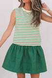 Stripe Woven Sleeveless Mini Dress - Trendsi
