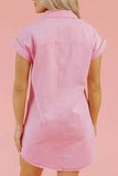 Button Down Short Sleeve Denim Dress - Trendsi